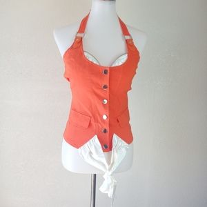 5 for $25 ❤Sexy Vest Halter with Bustier Detail Orange